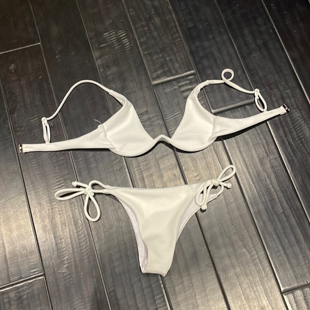 SHEIN white wire bikini